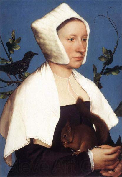 Hans holbein the younger Portrait of a Lady with a Squirrel and a Starling France oil painting art